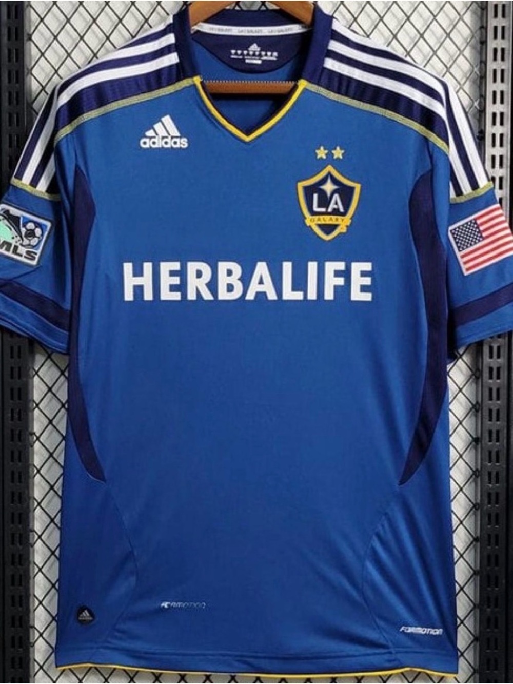 adidas LA Galaxy Men’s Blue Soccer Jersey with Gold Accents